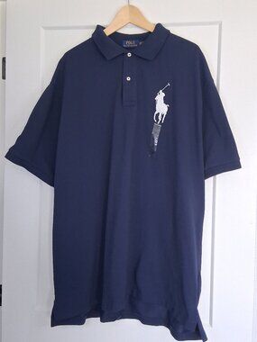 Polo Ralph Lauren Big Pony Polo Shirt Mens 3XB Blue Short Sleeve Cotton